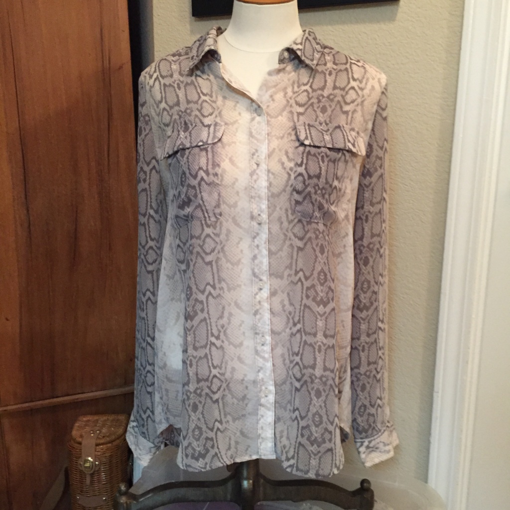 Old Navy Snakeskin Gray/Tan Gauzy Blouse
